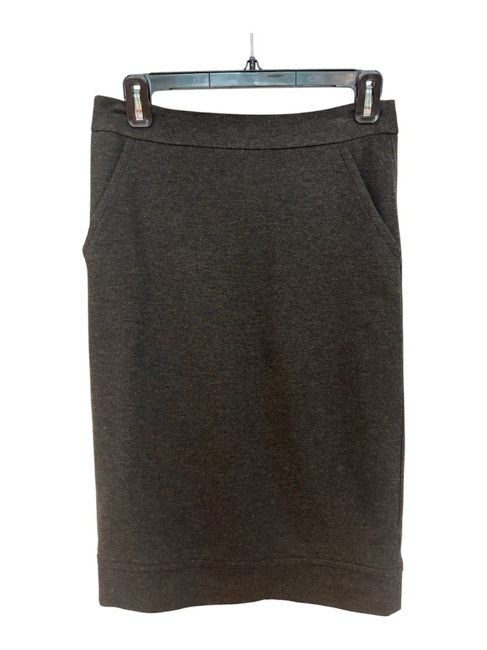 Trina Turk Charcoal Knit Pencil Skirt with Lace Trim Liner
